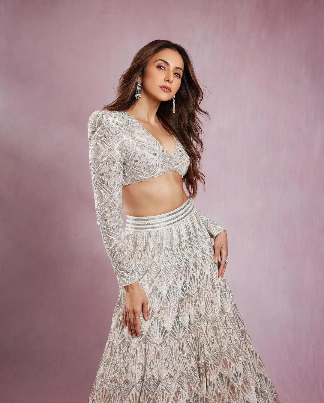 Rakul Preet Singh Wearing Traditional White Lehenga Choli